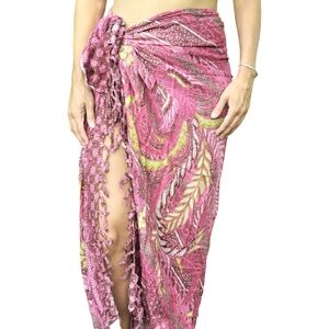 Balinese Sarong in Pink, Green & Dark Red  Size OS